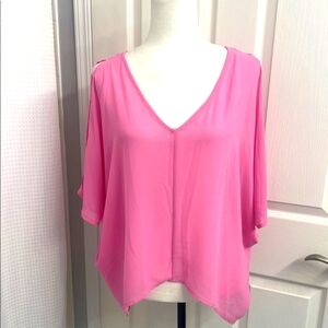 Tobi Pink Asymmetrical Blouse with Relaxed Fit